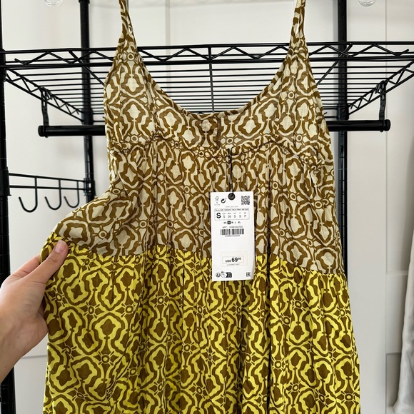 ZARA Flowy Patchwork Sleeveless Dress Size S NWT - Picture 3 of 6